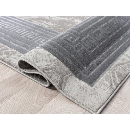 Ksamil 14 Gray Border Marble Area Rug