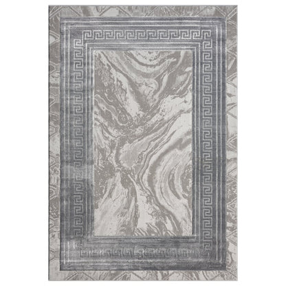 Ksamil 14 Gray Border Marble Area Rug