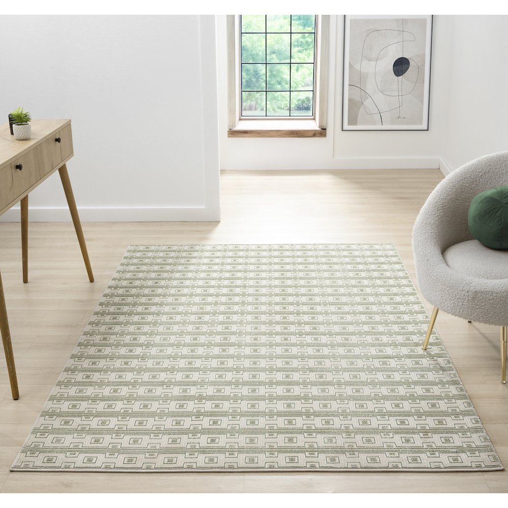 Ksamil 17 Green Greek Key Area Rug