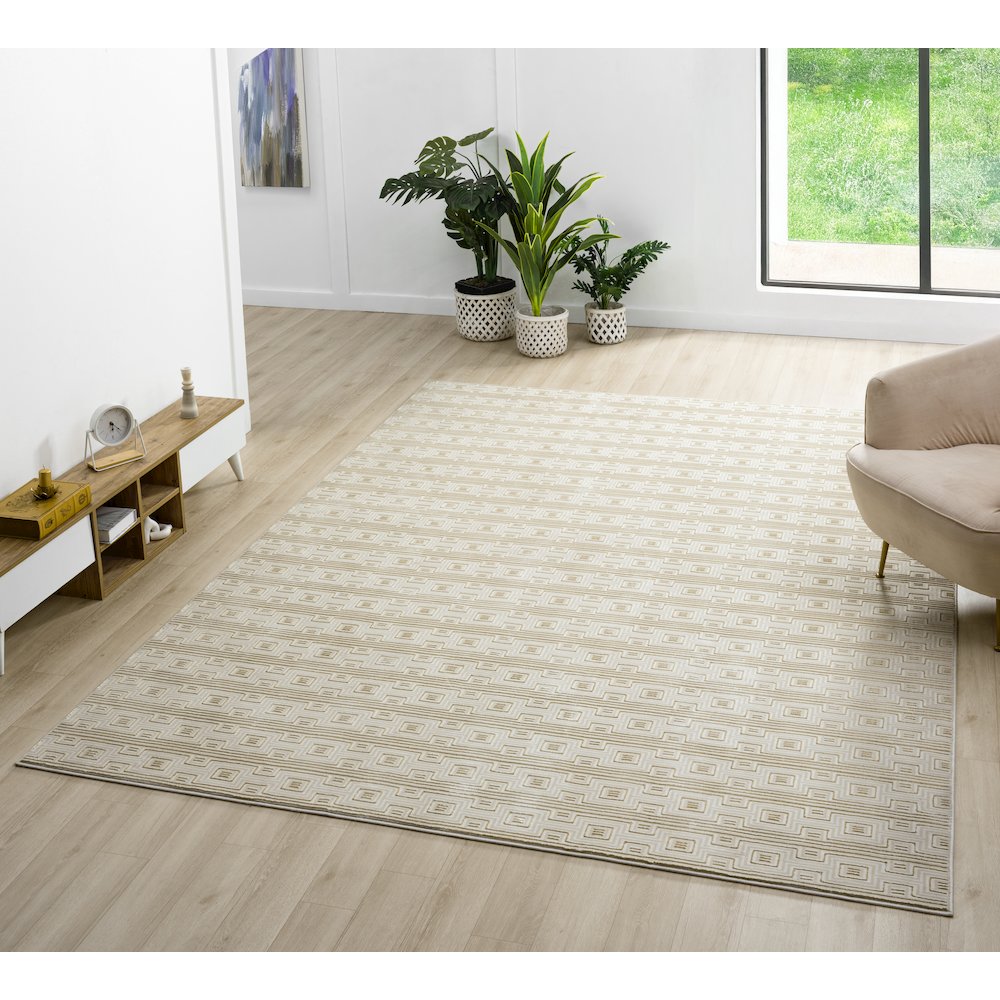 Ksamil 19 Beige Greek Key Area Rug