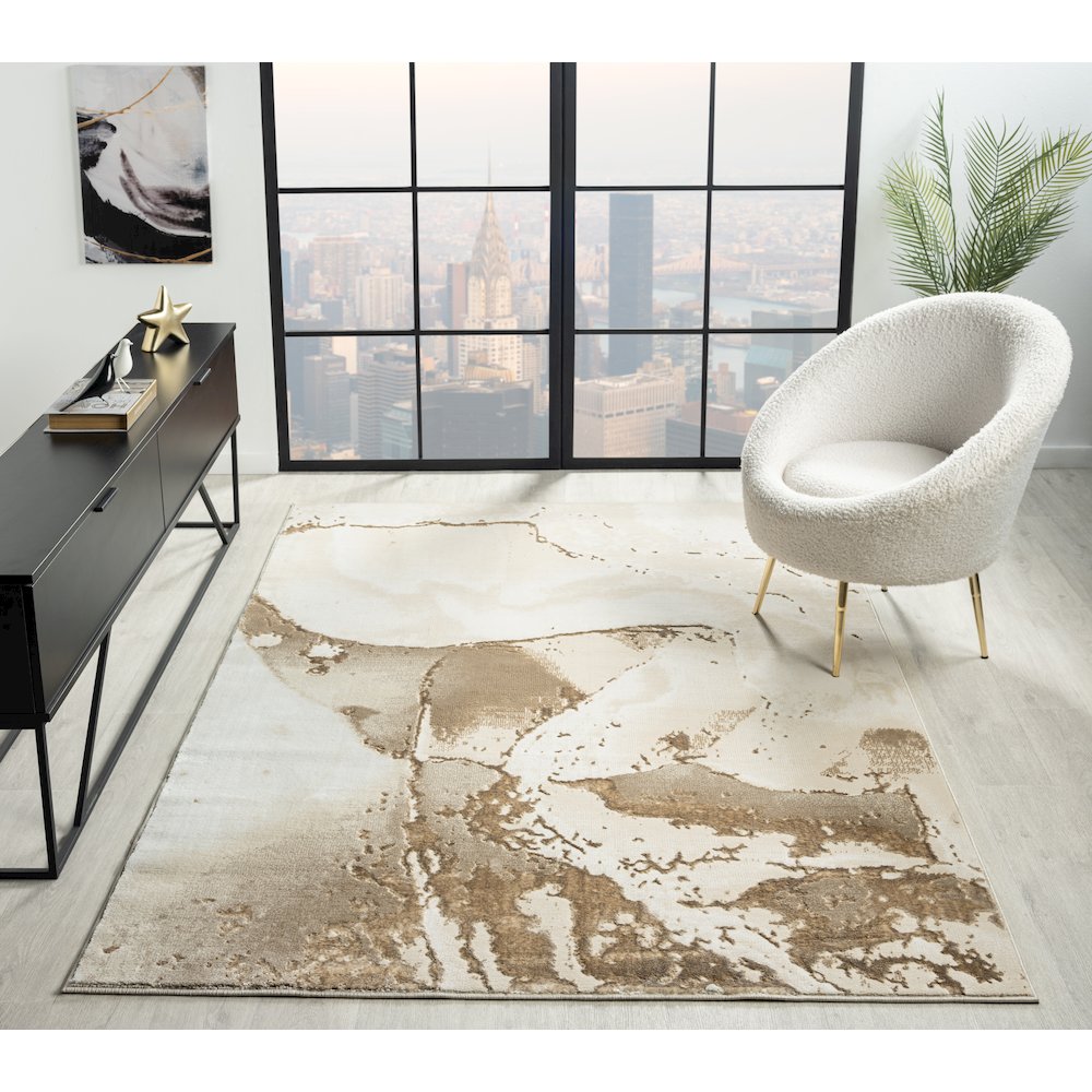 Lavell 03 Contemporary Beige Stone Rug