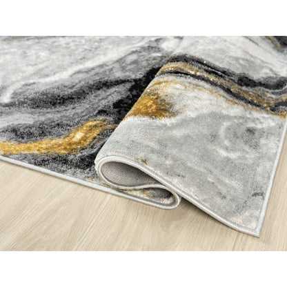 Lavell 05 Grey Gold Marble Area Rug