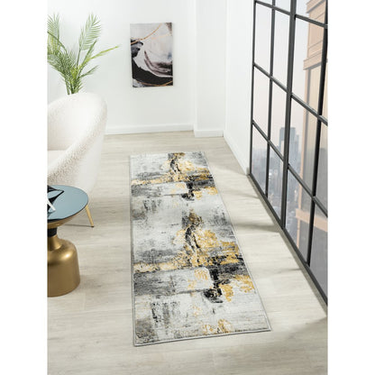 Lavell 06 Grey Gold Modern Abstract Rug