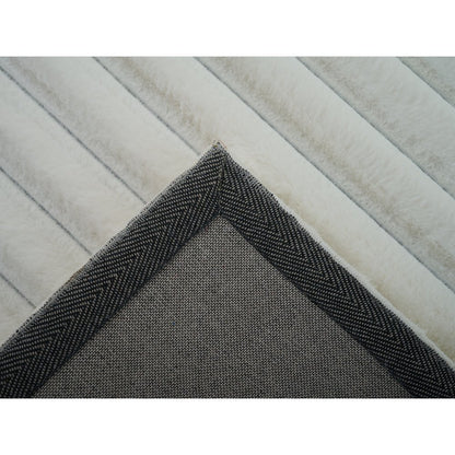 Madrid 01 Ivory Plush Wide Corduroy Memory Foam Area Rug