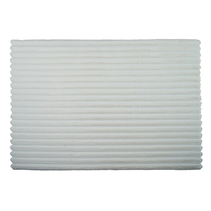 Madrid 01 Ivory Plush Wide Corduroy Memory Foam Area Rug
