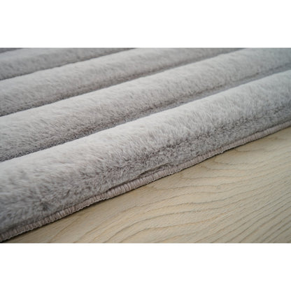 Madrid 02 Gray Plush Wide Corduroy Memory Foam Area Rug