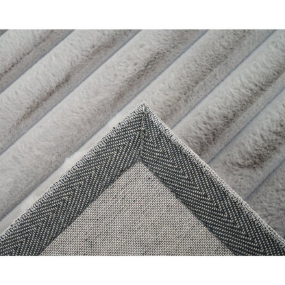 Madrid 02 Gray Plush Wide Corduroy Memory Foam Area Rug