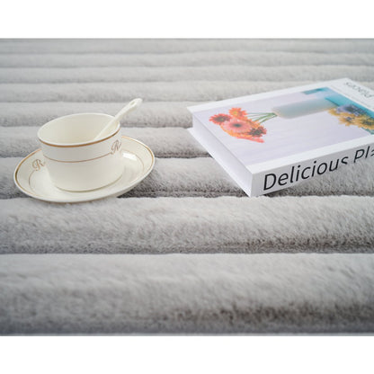 Madrid 02 Gray Plush Wide Corduroy Memory Foam Area Rug