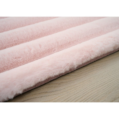 Madrid 05 Pink Plush Wide Corduroy Memory Foam Area Rug