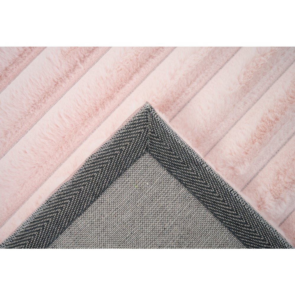 Madrid 05 Pink Plush Wide Corduroy Memory Foam Area Rug