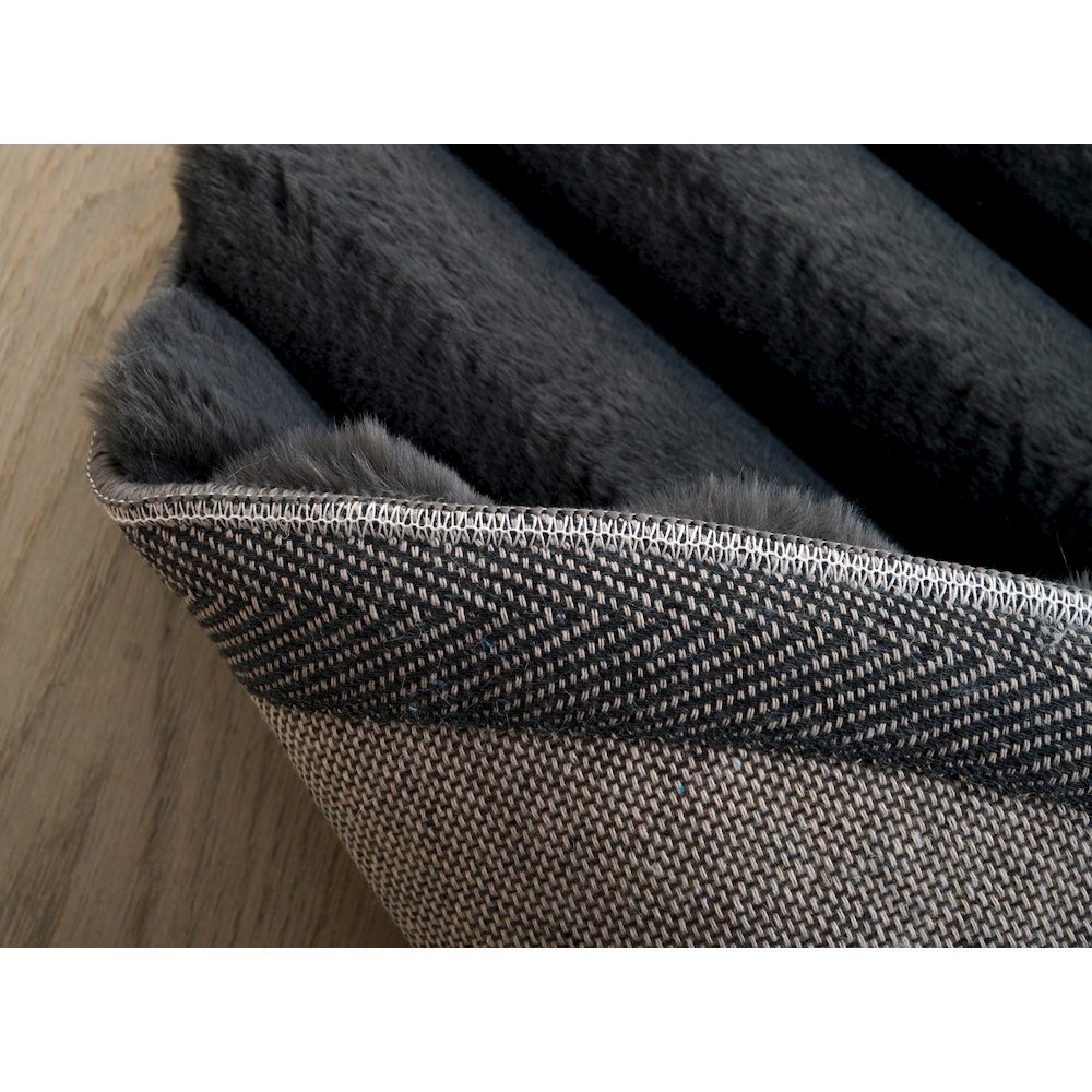 Madrid 06 Dark Gray Plush Wide Corduroy Memory Foam Area Rug