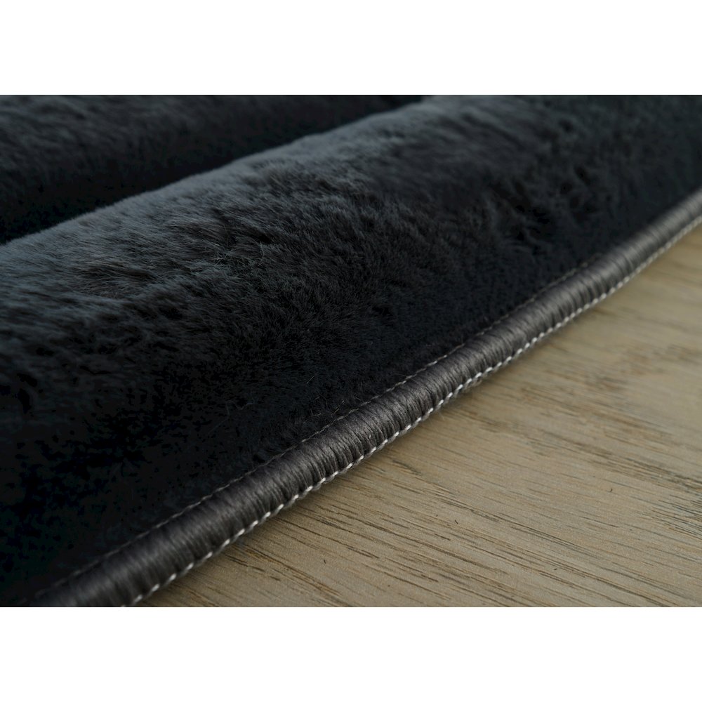 Madrid 06 Dark Gray Plush Wide Corduroy Memory Foam Area Rug