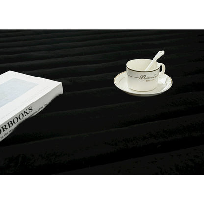 Madrid 07 Black Plush Wide Corduroy Memory Foam Area Rug