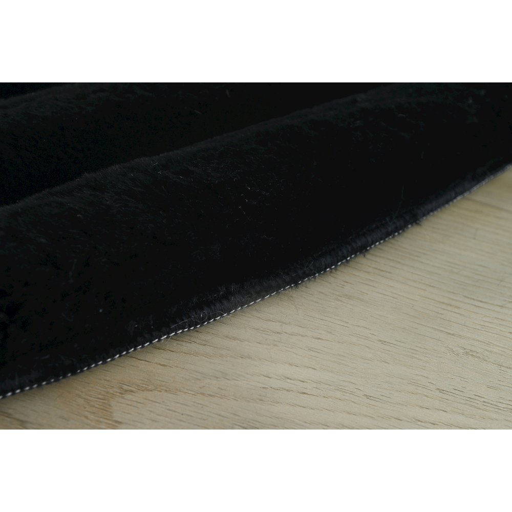 Madrid 07 Black Plush Wide Corduroy Memory Foam Area Rug