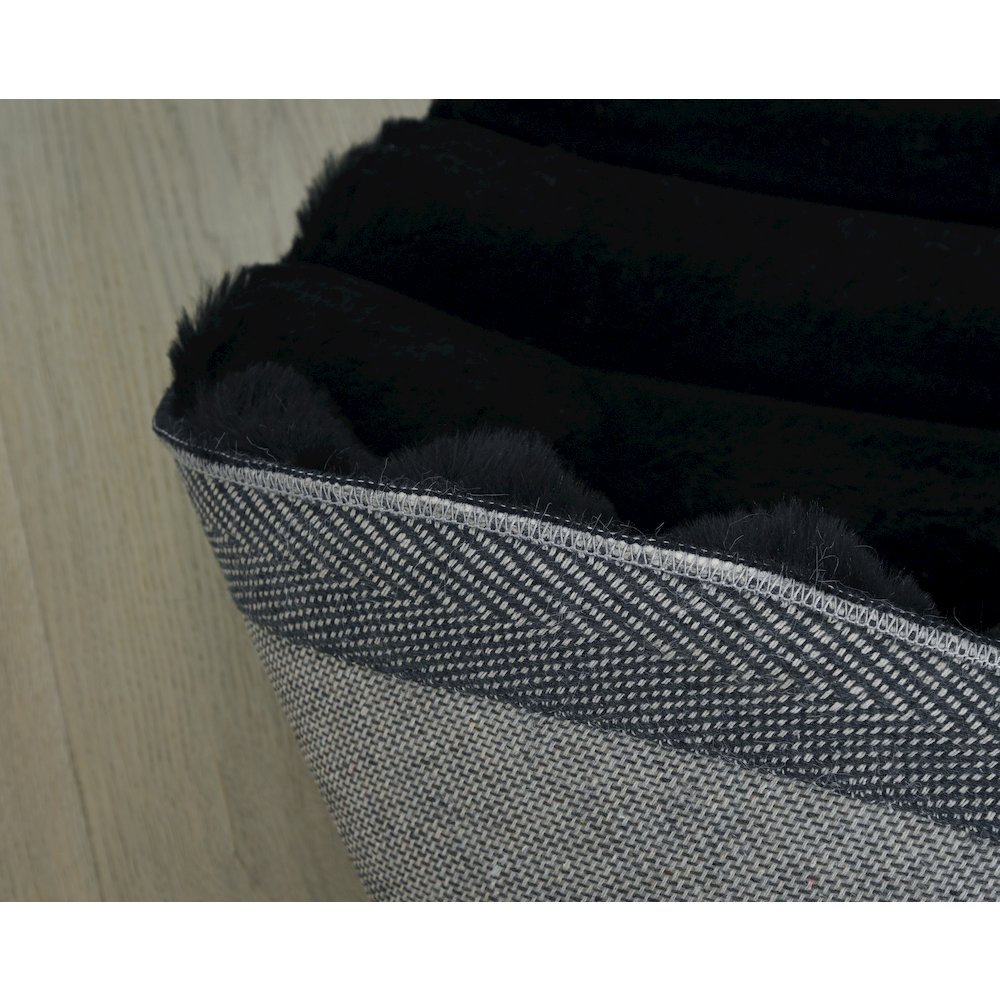 Madrid 07 Black Plush Wide Corduroy Memory Foam Area Rug