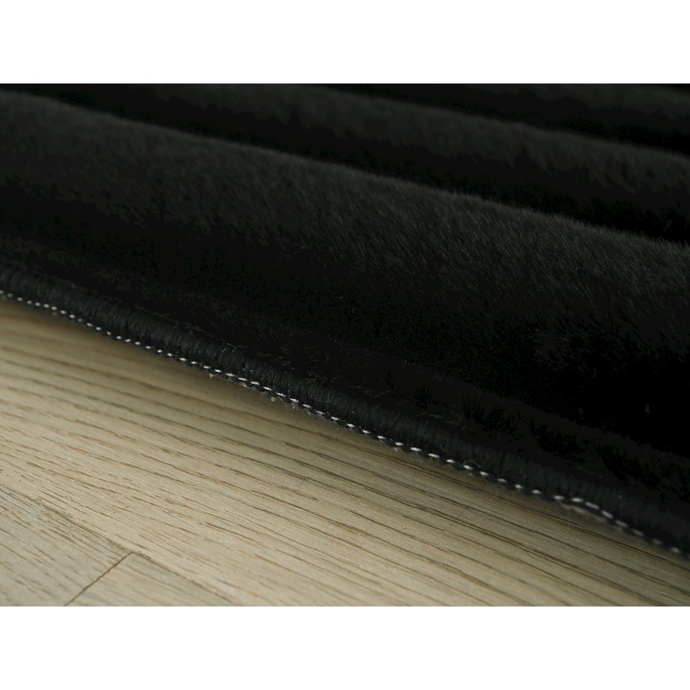 Madrid 07 Black Plush Wide Corduroy Memory Foam Area Rug