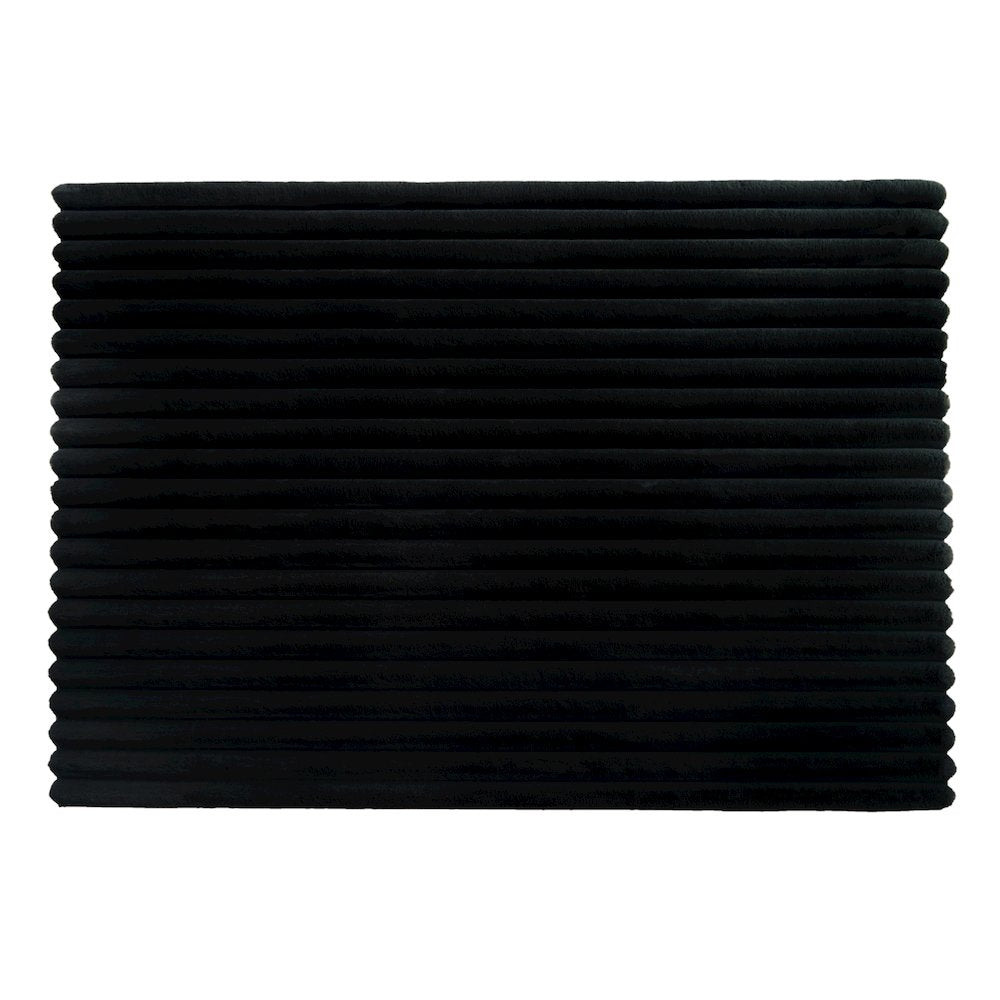 Madrid 07 Black Plush Wide Corduroy Memory Foam Area Rug