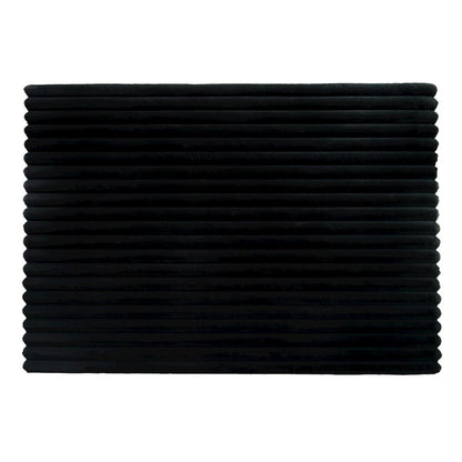 Madrid 07 Black Plush Wide Corduroy Memory Foam Area Rug