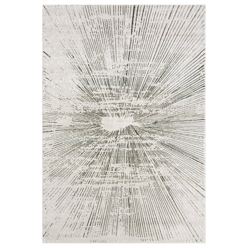 Mila Collection 06 Radiant Burst Modern Area Rug – Ivory/Gray