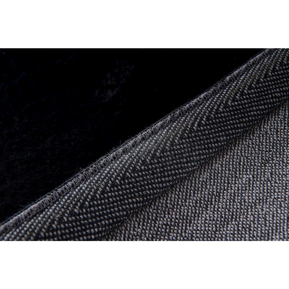 Miami 02 Black Faux Fur Memory Foam Area Rug