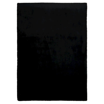 Miami 02 Black Faux Fur Memory Foam Area Rug