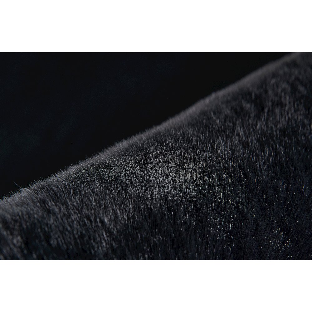 Miami 02 Black Faux Fur Memory Foam Area Rug