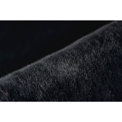 Miami 02 Black Faux Fur Memory Foam Area Rug