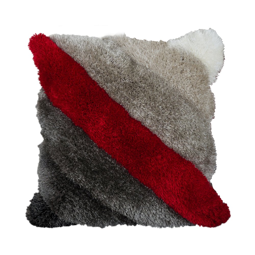Mateos MS35P Grey Red Taupe  Stripe Throw Pillow