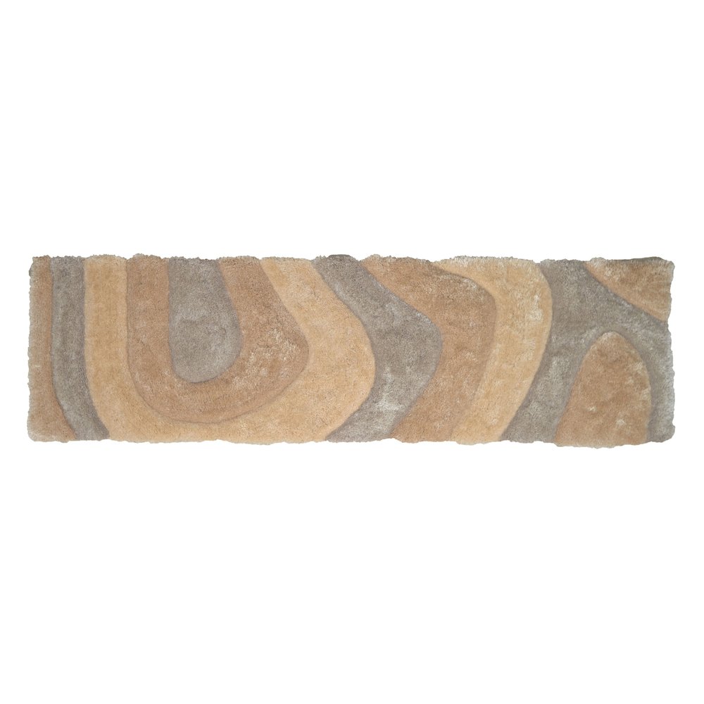 Mateos MS64 Beige Cream Abstract Swirl Shag Rug