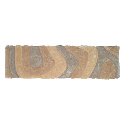 Mateos MS64 Beige Cream Abstract Swirl Shag Rug