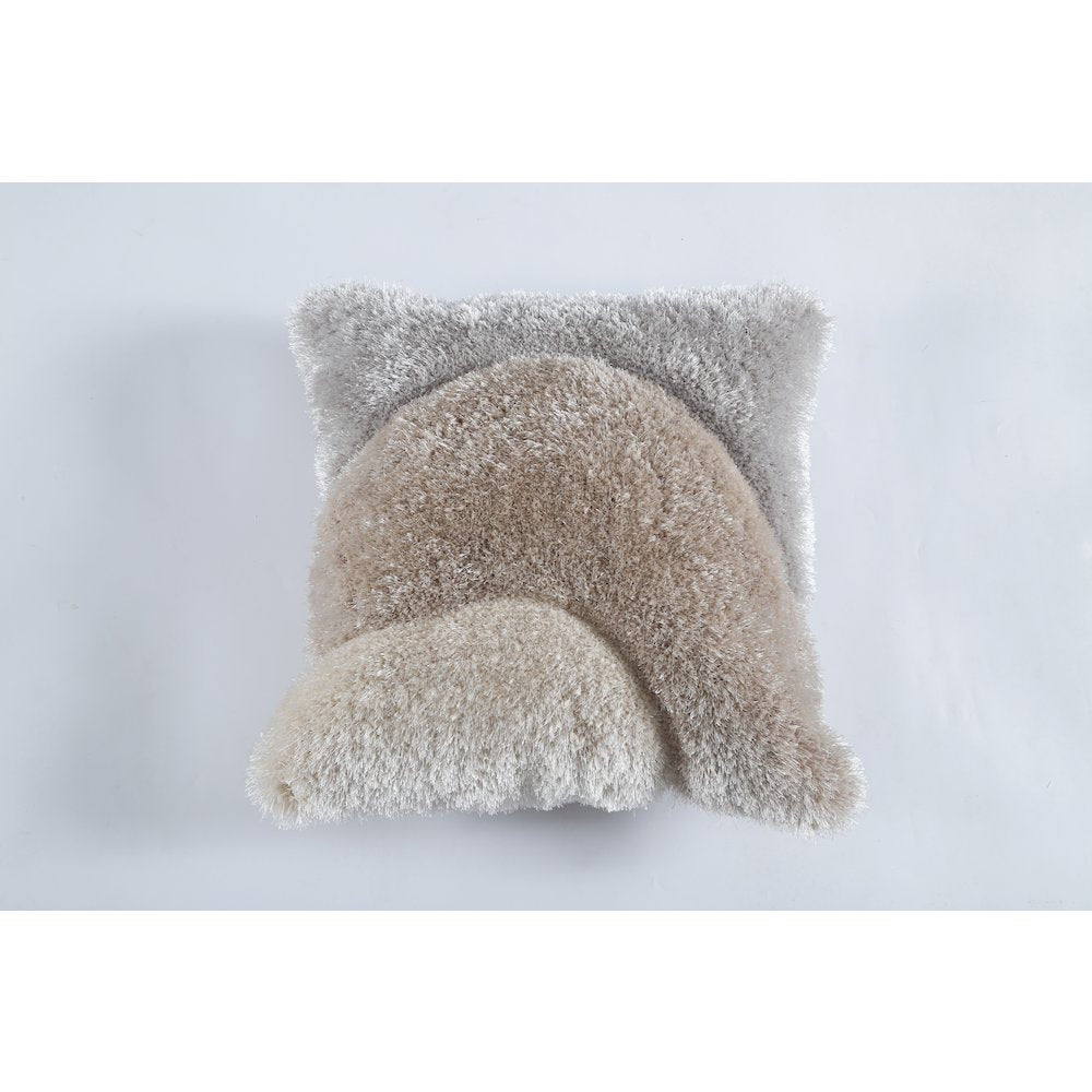 Mateos MS64P Beige Cream Modern Curve Throw Pillow