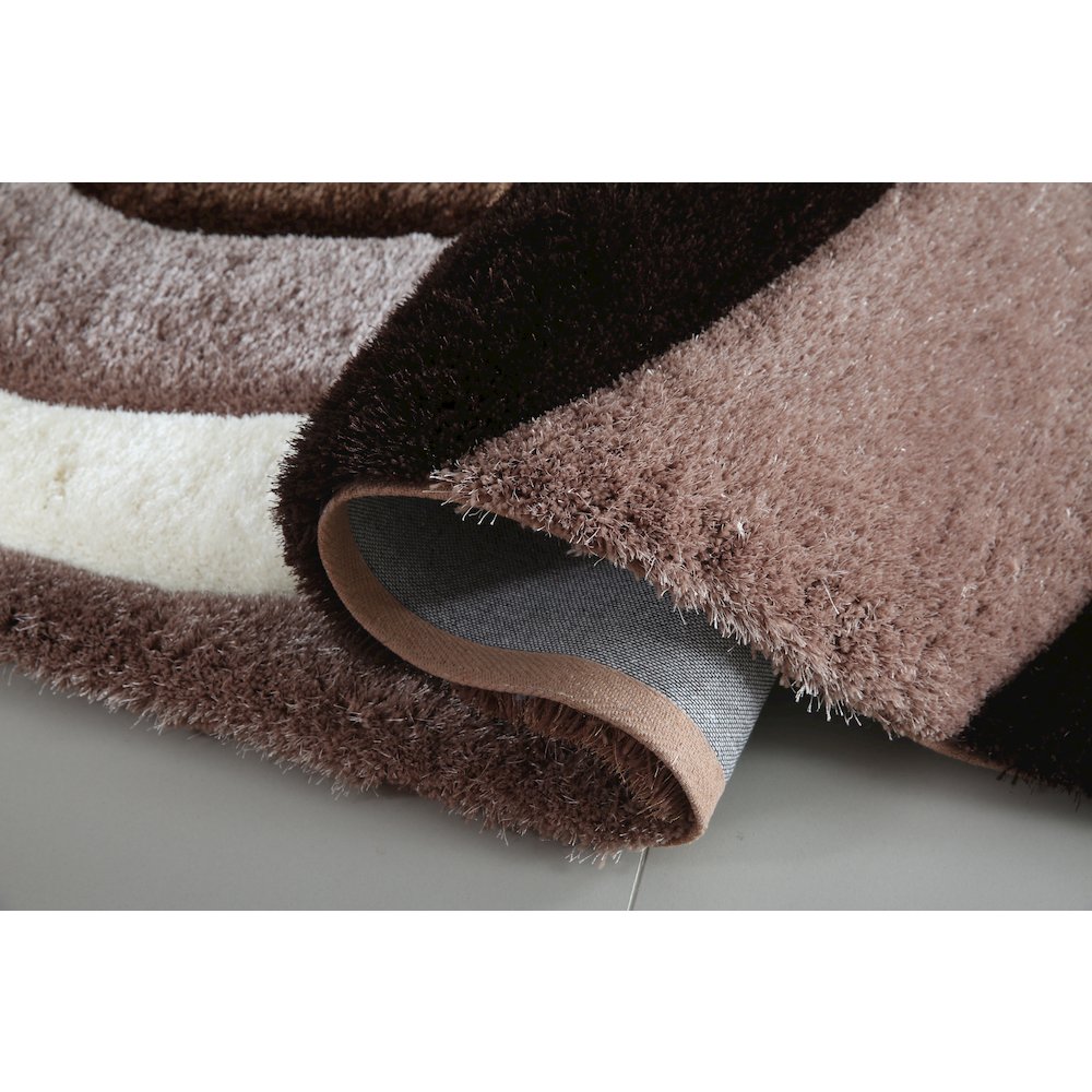 Mateos MS66 Brown Beige Abstract Swirl Shag Rug