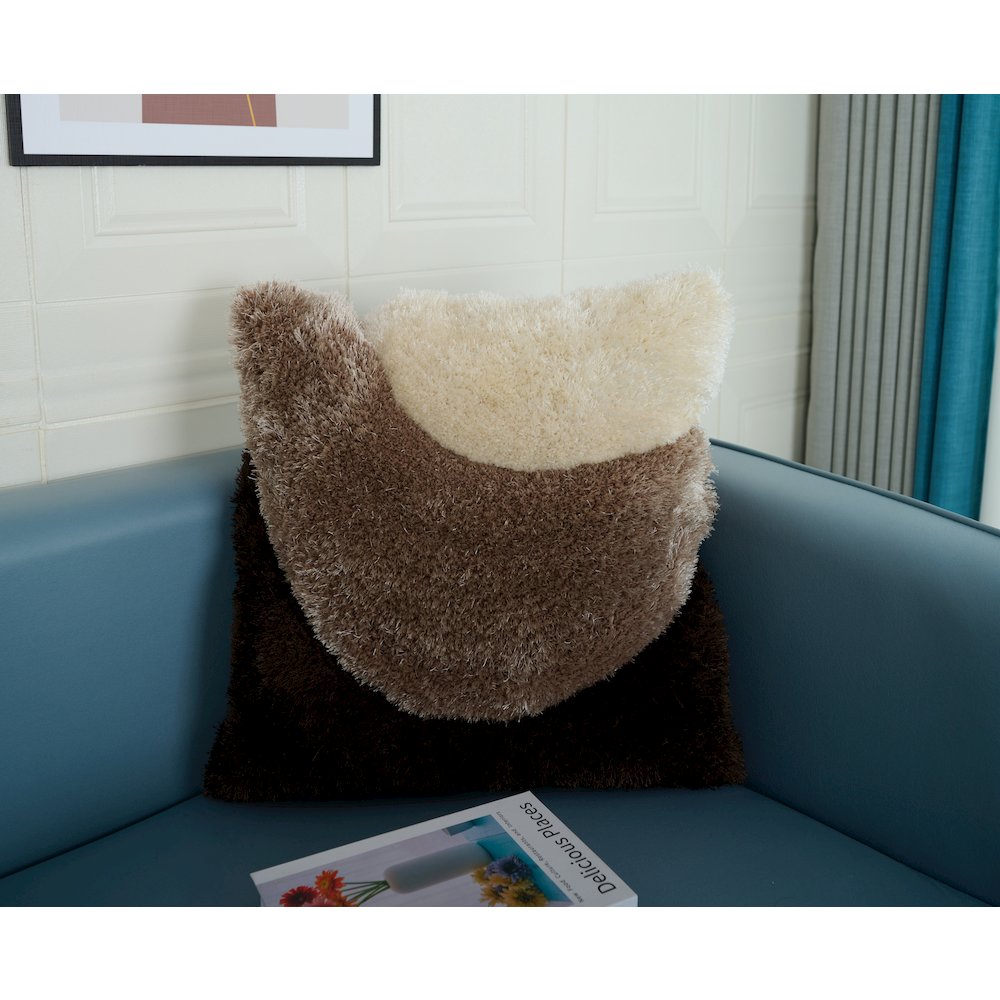 Mateos MS66P Brown Beige Modern Curve Throw Pillow