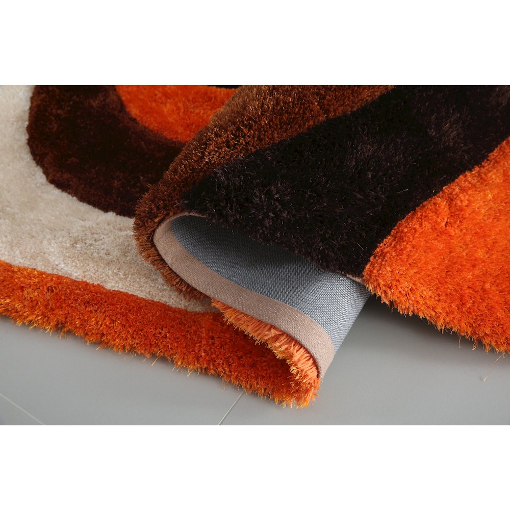 Mateos MS67 Orange Brown Abstract Swirl Shag Rug