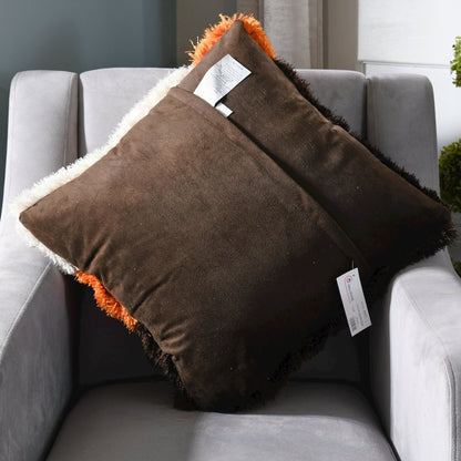 Mateos MS67 Orange Brown Modern Curve Throw Pillow