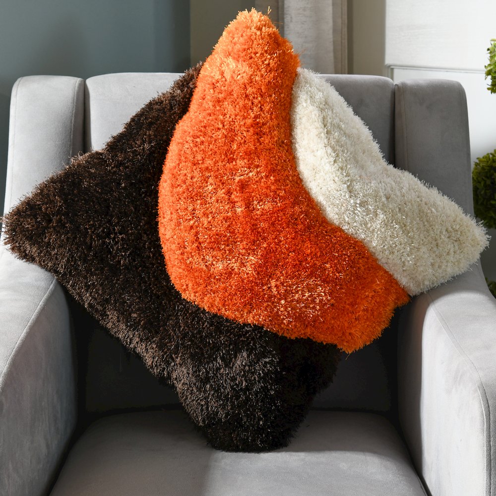 Mateos MS67 Orange Brown Modern Curve Throw Pillow