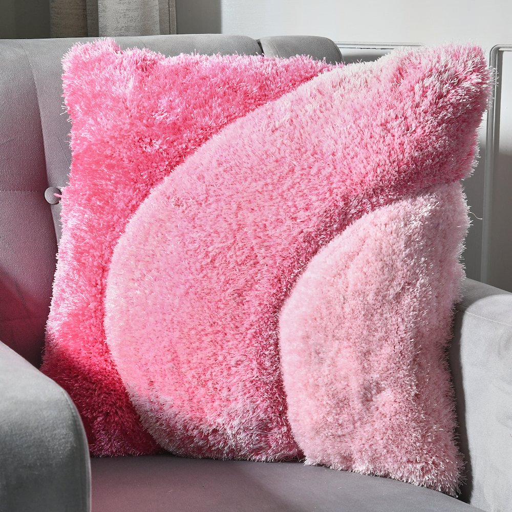 Mateos MS68 Pink Modern Curve Throw Pillow