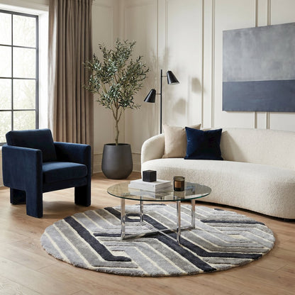 Mateos MS70 Grey Geometric Modern Shag Rug