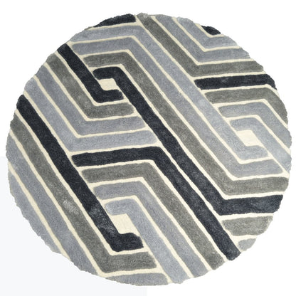 Mateos MS70 Grey Geometric Modern Shag Rug