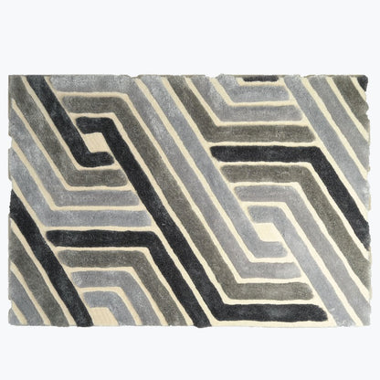 Mateos MS70 Grey Geometric Modern Shag Rug