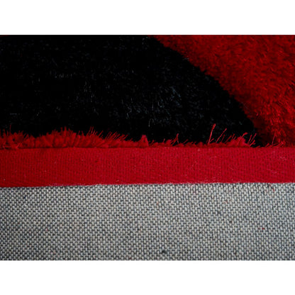 Mateos MS71 Red Black White Abstract Swirl Shag Rug