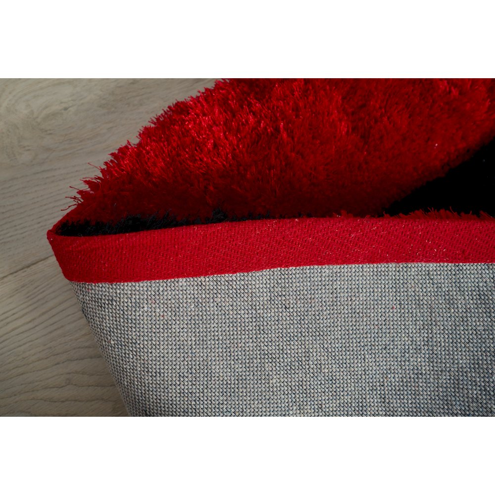 Mateos MS71 Red Black White Abstract Swirl Shag Rug