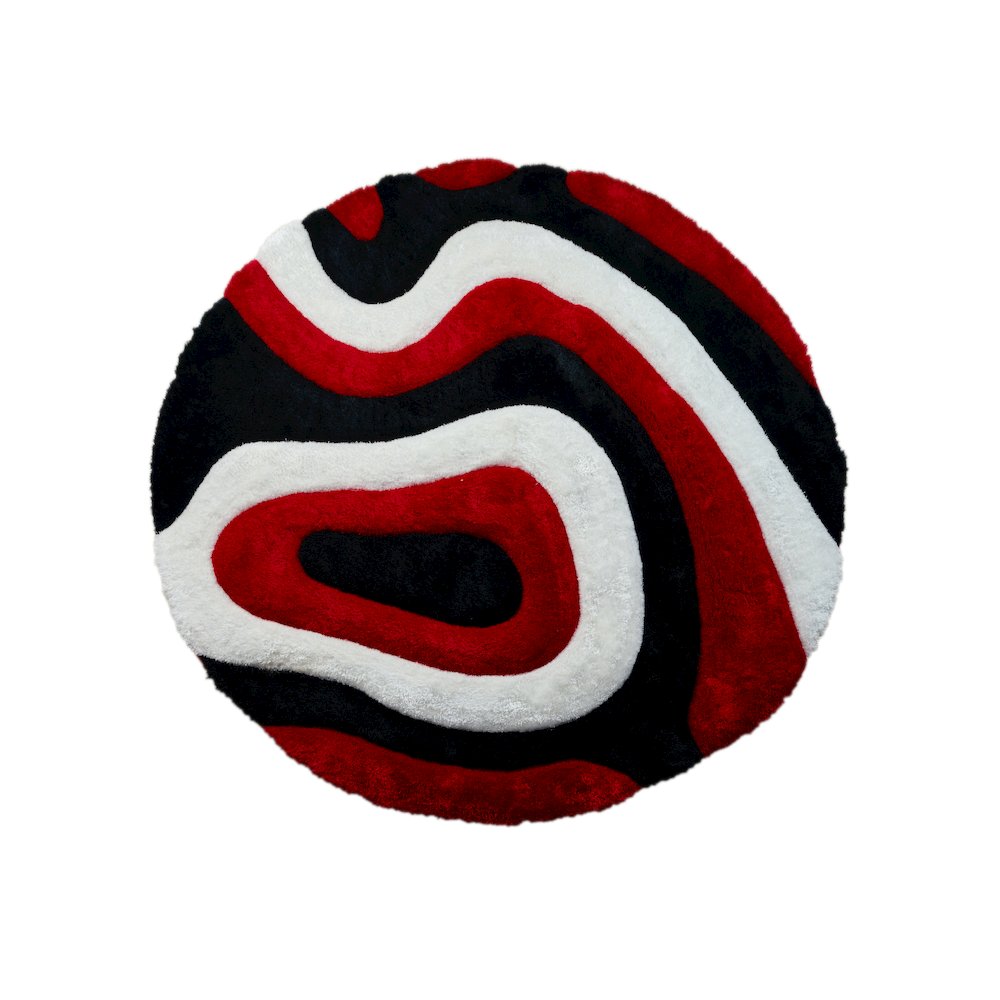 Mateos MS71 Red Black White Abstract Swirl Shag Rug