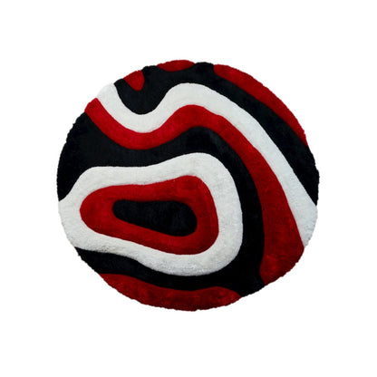 Mateos MS71 Red Black White Abstract Swirl Shag Rug