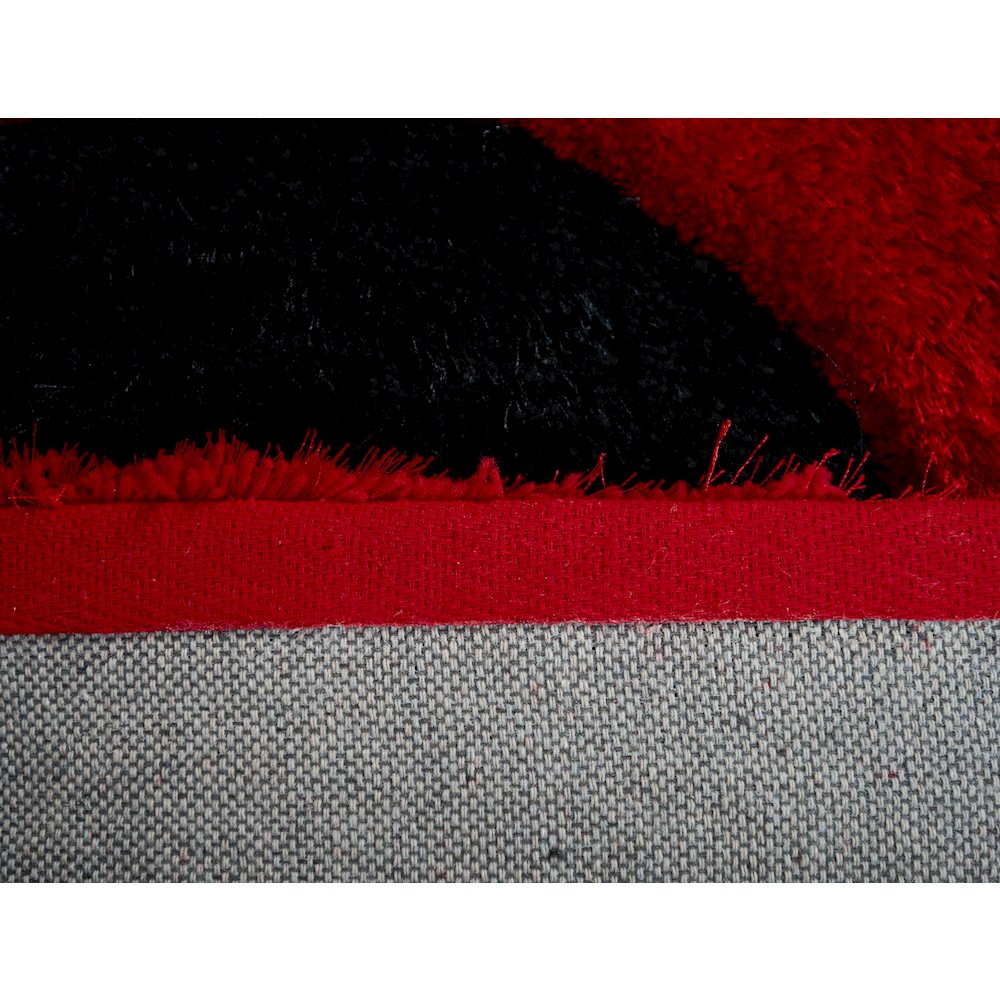 Mateos MS71 Red Black White Abstract Swirl Shag Rug