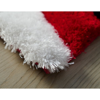 Mateos MS71 Red Black White Abstract Swirl Shag Rug