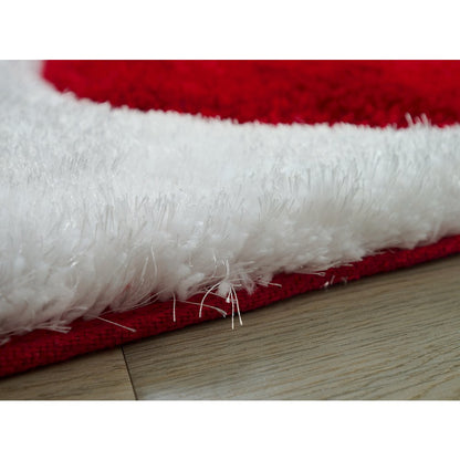 Mateos MS71 Red Black White Abstract Swirl Shag Rug
