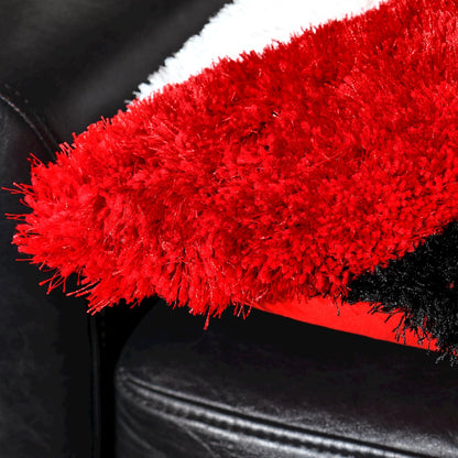 Mateos MS71 Red Black White Modern Curve Throw Pillow