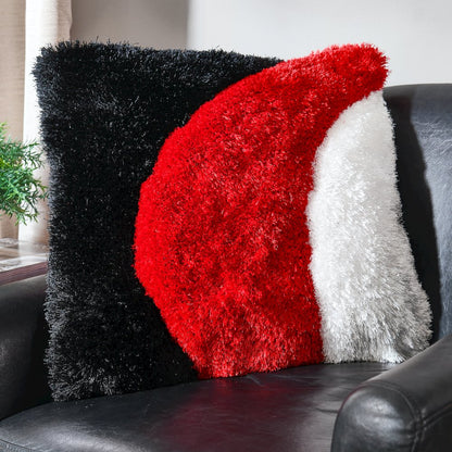 Mateos MS71 Red Black White Modern Curve Throw Pillow