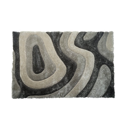Mateos MS72 Gray Abstract Swirl Shag Rug